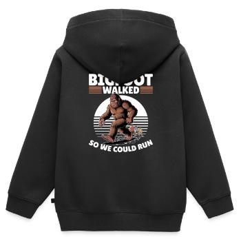 Bigfoot Sasquatch - Sweat Premium à capuche zippé enfant bio - noir - Dos - AI Model Kid Male (0cm)