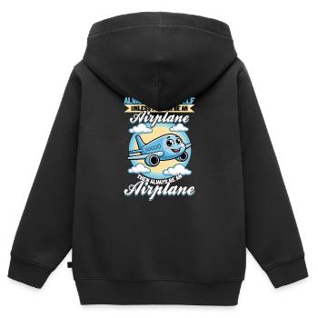Avion Enfants Voyage Pilote Tout-petit - Sweat Premium à capuche zippé enfant bio - noir - Dos - AI Model Kid Male (0cm)