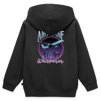 Avion Enfants Voyage Pilote Tout-petit - Sweat Premium à capuche zippé enfant bio - noir - Dos - AI Model Kid Male (0cm)
