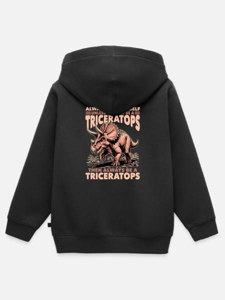 Dinosaur Triceratops Prehistoric - Kinder Premium Organic Zip Hoodie - Schwarz