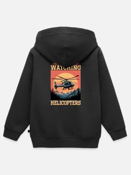 Helicopter funny Pilot - Kinder Premium Organic Zip Hoodie - Schwarz
