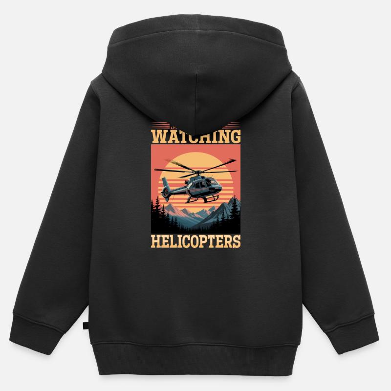 Hélicoptère drôle Pilote - Sweat Premium à capuche zippé enfant bio - noir