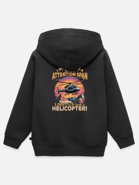 Helicopter funny Pilot - Kinder Premium Organic Zip Hoodie - Schwarz
