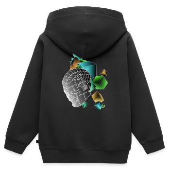 Roboter mit Würfeln bunt - Kinder Premium Organic Zip Hoodie - Schwarz - Hinten - AI Model Kid Male (0cm)