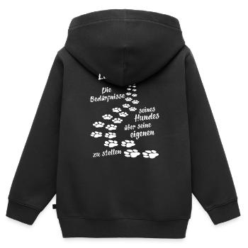 Hunde Spruch Liebe ist... - Kinder Premium Organic Zip Hoodie - Schwarz - Hinten - AI Model Kid Male (0cm)