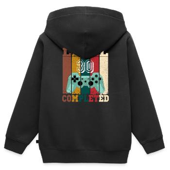 Level 30 abgeschlossen, Geburtstagsgeschenk 30 Jahre Gamer - Kinder Premium Organic Zip Hoodie - Schwarz - Hinten - AI Model Kid Male (0cm)