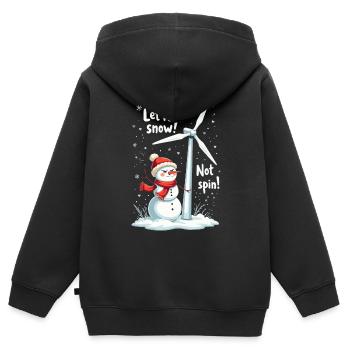 Stopp Windräder - Lasst es schneien, nicht drehen - Kinder Premium Organic Zip Hoodie - Schwarz - Hinten - AI Model Kid Male (0cm)