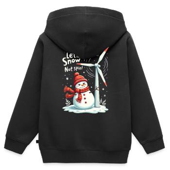Stopp Windräder - Lasst es schneien, nicht drehen - Kinder Premium Organic Zip Hoodie - Schwarz - Hinten - AI Model Kid Male (0cm)