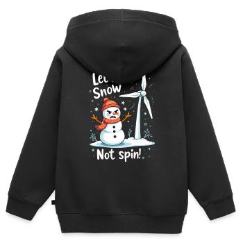 Stopp Windräder - Lasst es schneien, nicht drehen - Kinder Premium Organic Zip Hoodie - Schwarz - Hinten - AI Model Kid Male (0cm)