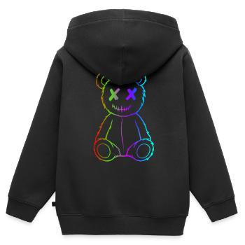 Farbenfroher Bär - Kinder Premium Organic Zip Hoodie - Schwarz - Hinten - AI Model Kid Male (0cm)