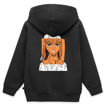 Fille Anime #3 - Sweat Premium à capuche zippé enfant bio - noir - Dos - AI Model Kid Male (0cm)