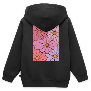 Boho Flora Blumen - Kinder Premium Organic Zip Hoodie - Schwarz - Hinten - AI Model Kid Male (0cm)