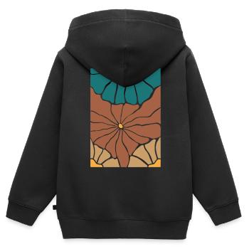 Boho Flora Blumen - Kinder Premium Organic Zip Hoodie - Schwarz - Hinten - AI Model Kid Male (0cm)