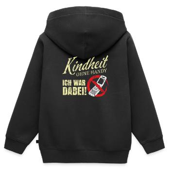 Kindheit ohne Handy - Kinder Premium Organic Zip Hoodie - Schwarz - Hinten - AI Model Kid Male (0cm)