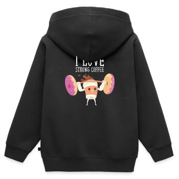I Love Strong Coffee - Lifiting Donuts - Sweat Premium à capuche zippé enfant bio - noir - Dos - AI Model Kid Male (0cm)