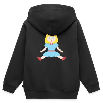 Puppe - Kinder Premium Organic Zip Hoodie - Schwarz - Hinten - AI Model Kid Male (0cm)
