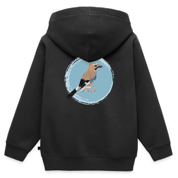 Eurasian Jay II - Kids Premium Organic Zip-up Hoodie - black - Back - AI Model Kid Male (0cm)