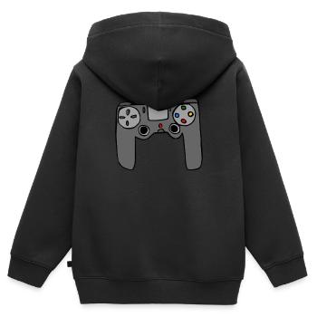 Controller - Kinder Premium Organic Zip Hoodie - Schwarz - Hinten - AI Model Kid Male (0cm)