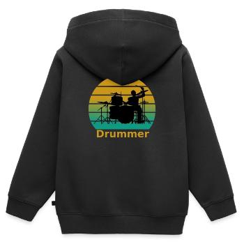 Drummer - Kinder Premium Organic Zip Hoodie - Schwarz - Hinten - AI Model Kid Male (0cm)