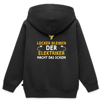 Locker Bleiben Der Elektriker Ma... - Kinder Premium Organic Zip Hoodie - Schwarz - Hinten - AI Model Kid Male (0cm)