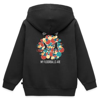 Floorball Unihockey Feldhockey Hallenhockey - Kinder Premium Organic Zip Hoodie - Schwarz - Hinten - AI Model Kid Male (0cm)