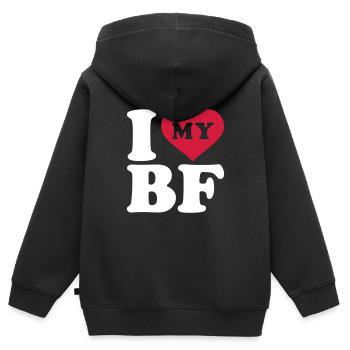 I love my boyfriend - Kinder Premium Organic Zip Hoodie - Schwarz - Hinten - AI Model Kid Male (0cm)