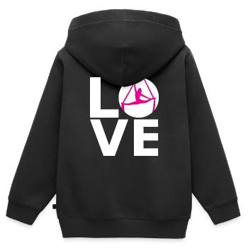 Aerial Silks - Silklove - Aerialist - vertical wipe - Kids Premium Organic Zip-up Hoodie - black - Back - AI Model Kid Male (0cm)