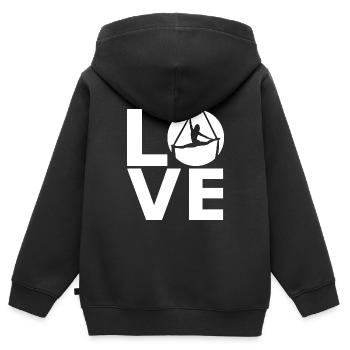 Aerial Silks - Silklove - Aerialist - vertical wipe - Kids Premium Organic Zip-up Hoodie - black - Back - AI Model Kid Male (0cm)