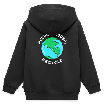 Recyclage du monde co2 Environnement Réchauffement climatique - Sweat Premium à capuche zippé enfant bio - noir - Dos - AI Model Kid Male (0cm)