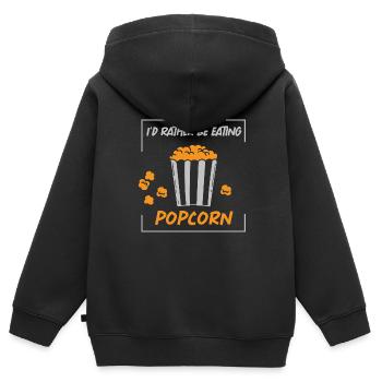 Gesundes Essen von gesalzenem Popcorn - Kinder Premium Organic Zip Hoodie - Schwarz - Hinten - AI Model Kid Male (0cm)