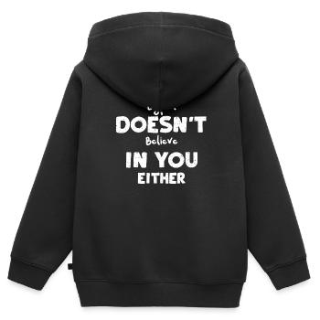 Bigfoot ne croit pas en vous E... - Sweat Premium à capuche zippé enfant bio - noir - Dos - AI Model Kid Male (0cm)