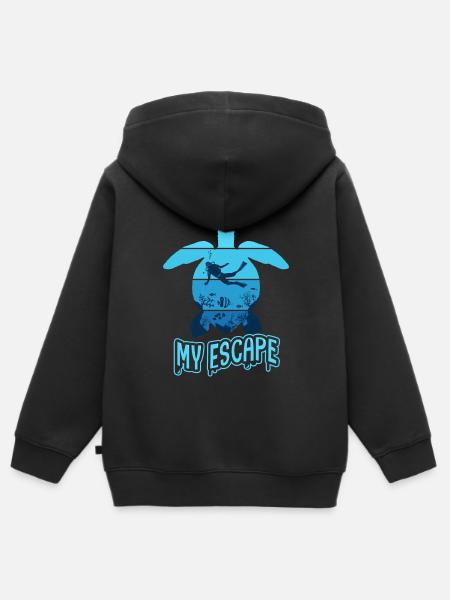plongée mon évasion humour plongée sous marine - Sweat Premium à capuche zippé enfant bio - noir