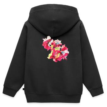Hibiscus,Flower,Lotus,Blossom,Floral,Graffiti - Kids Premium Organic Zip-up Hoodie - black - Back - AI Model Kid Male (0cm)