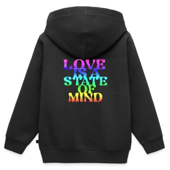 love is a state of mind, LGBT,regenbogen,bunt - Kinder Premium Organic Zip Hoodie - Schwarz - Hinten - AI Model Kid Male (0cm)