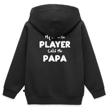 Mon joueur préféré m’appelle Papa - Sweat Premium à capuche zippé enfant bio - noir - Dos - AI Model Kid Male (0cm)