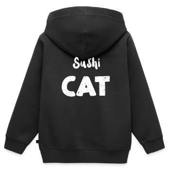 Sushi Cat - Sushi - Sweat Premium à capuche zippé enfant bio - noir - Dos - AI Model Kid Male (0cm)