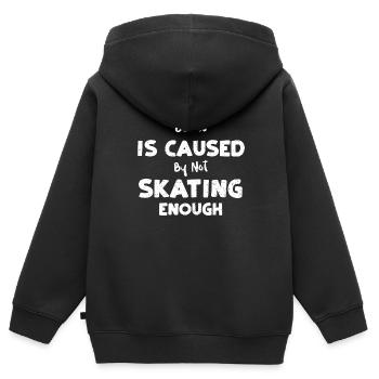 Le stress est causé par le fait de ne pas patiner... - Sweat Premium à capuche zippé enfant bio - noir - Dos - AI Model Kid Male (0cm)