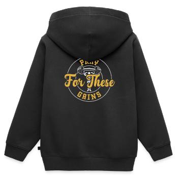 Priez pour ces gains - Gym - Sweat Premium à capuche zippé enfant bio - noir - Dos - AI Model Kid Male (0cm)