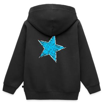 STAR. STARS. STAR. STARS. FEAST. ANNIVERSARY - Kids Premium Organic Zip-up Hoodie - black - Back - AI Model Kid Male (0cm)