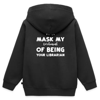 Je ne peux pas masquer mon excitation d’être... - Sweat Premium à capuche zippé enfant bio - noir - Dos - AI Model Kid Male (0cm)