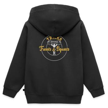 Tricks Treats & Squats - Gym - Kinder Premium Organic Zip Hoodie - Schwarz - Hinten - AI Model Kid Male (0cm)