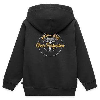 Le progrès plutôt que la perfection - Gym - Sweat Premium à capuche zippé enfant bio - noir - Dos - AI Model Kid Male (0cm)