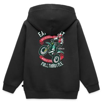 FRISS MEINEN STAUB MOTOCROSS MOTORRAD GESCHENK - Kinder Premium Organic Zip Hoodie - Schwarz - Hinten - AI Model Kid Male (0cm)