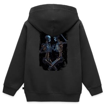 Tanzende Cyber Skelette - Surrealer Horror - Kinder Premium Organic Zip Hoodie - Schwarz - Hinten - AI Model Kid Male (0cm)