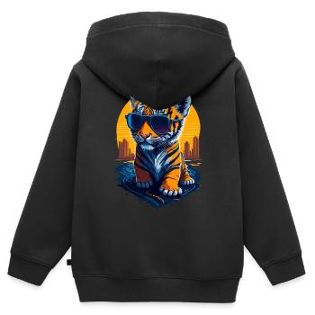 Mignon bébé tigre - Sweat Premium à capuche zippé enfant bio - noir - Dos - AI Model Kid Male (0cm)