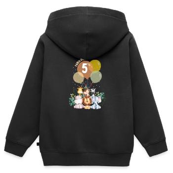 fabelhafter Tier Geburtstag Dschungel fünf Jahre - Kinder Premium Organic Zip Hoodie - Schwarz - Hinten - AI Model Kid Male (0cm)