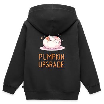 Pure Einhorn Liebe - Das ''Pumpkin Upgrade'' - Kinder Premium Organic Zip Hoodie - Schwarz - Hinten - AI Model Kid Male (0cm)