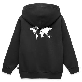 Weltkarte - weiß - Kinder Premium Organic Zip Hoodie - Schwarz - Hinten - AI Model Kid Male (0cm)