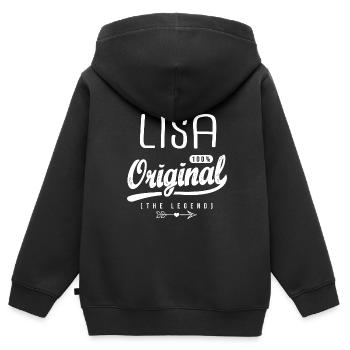 Lisa ORIGINAL benutzerdefinierten Vorname Lisa - Kinder Premium Organic Zip Hoodie - Schwarz - Hinten - AI Model Kid Male (0cm)