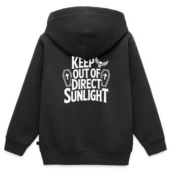 Tenir à l’abri de la lumière directe du soleil ! Vampire Goth Emo - Sweat Premium à capuche zippé enfant bio - noir - Dos - AI Model Kid Male (0cm)